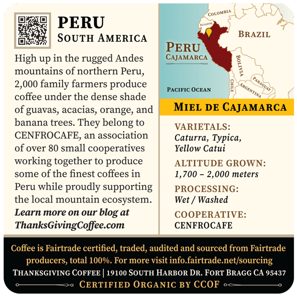 Peru - Miel de Cajamarca, Light Roast supplier image 3