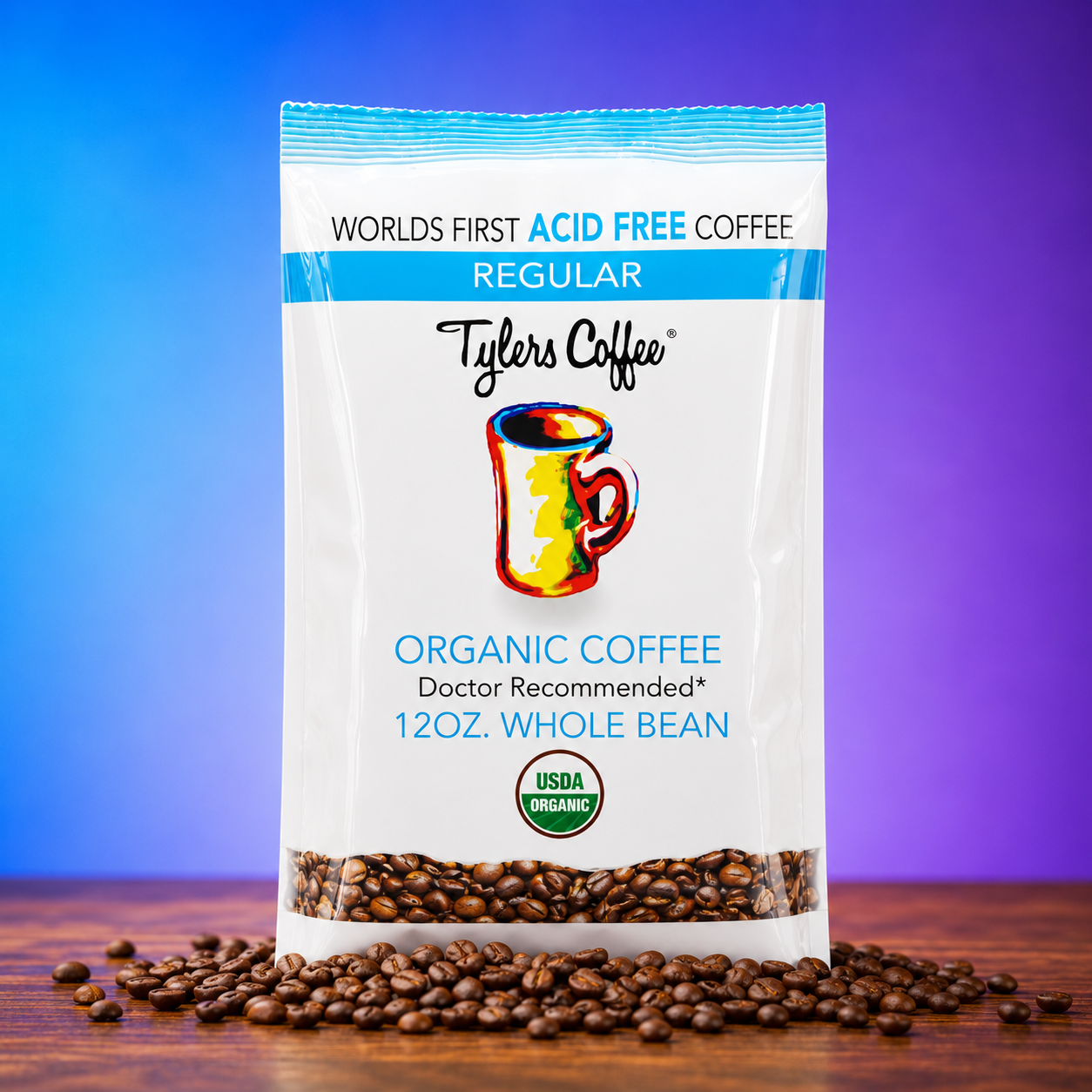 Tylers Regular Acid Free Whole Bean Coffee, 12 oz