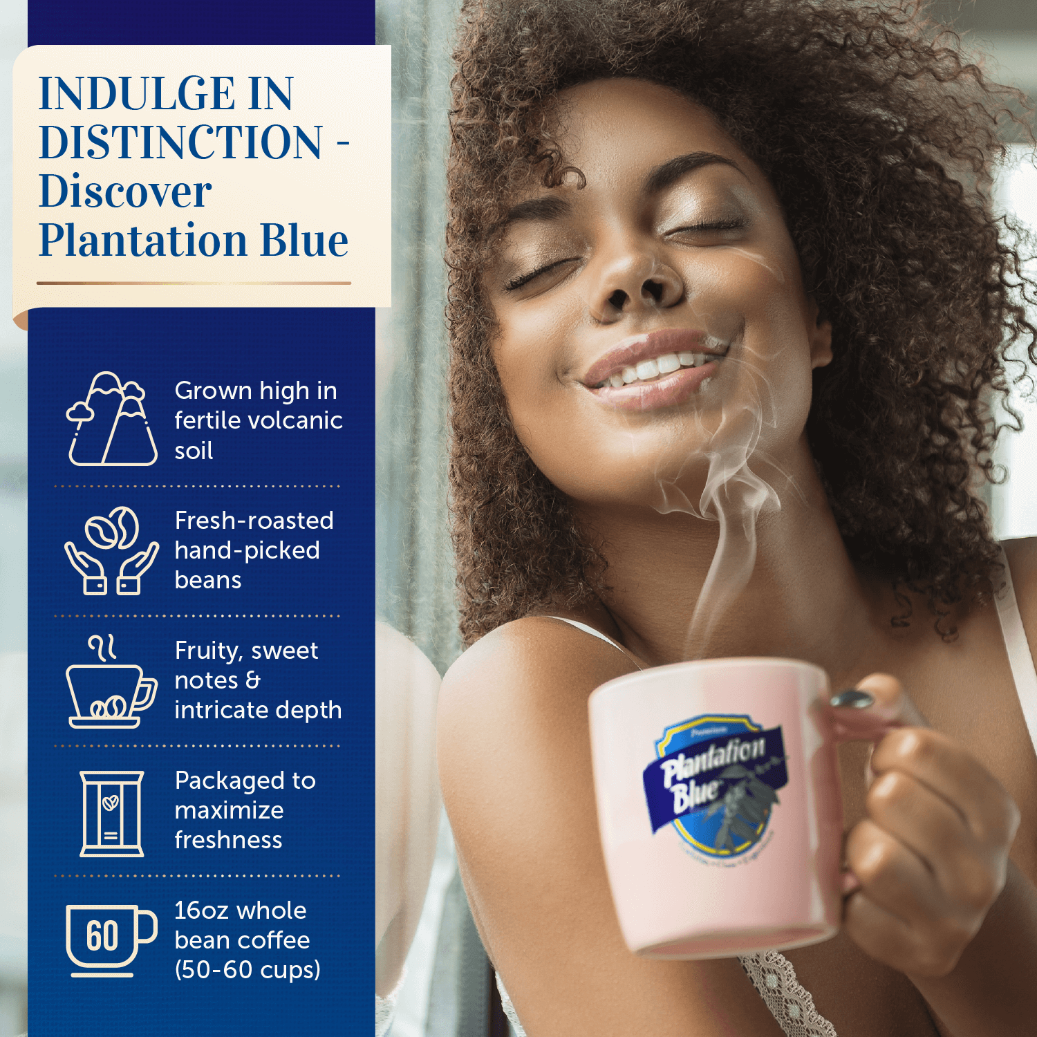 Plantation Blue 100% Jamaica Blue Mountain Coffee — 16 oz Whole Bean