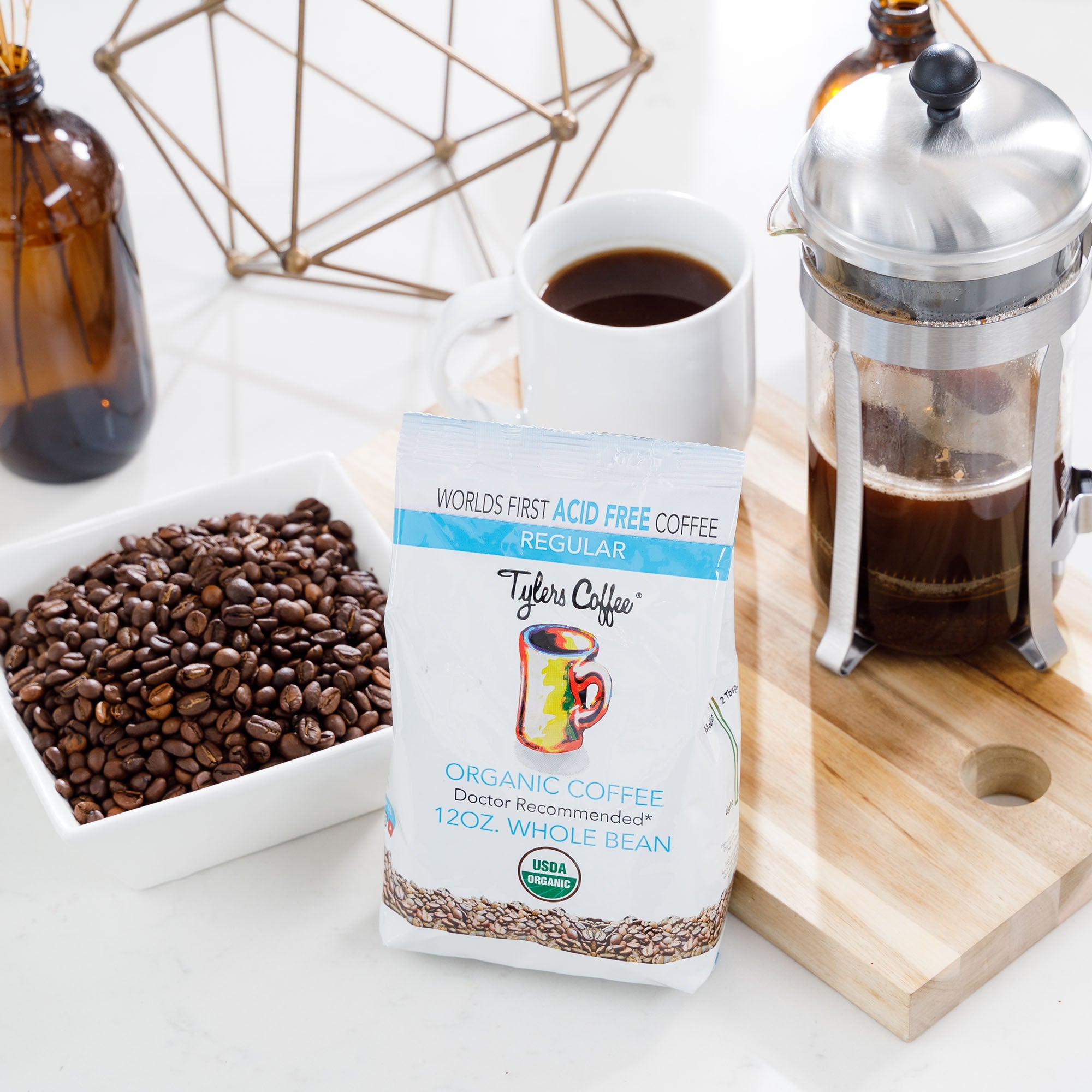 Tylers Regular Acid Free Whole Bean Coffee, 12 oz