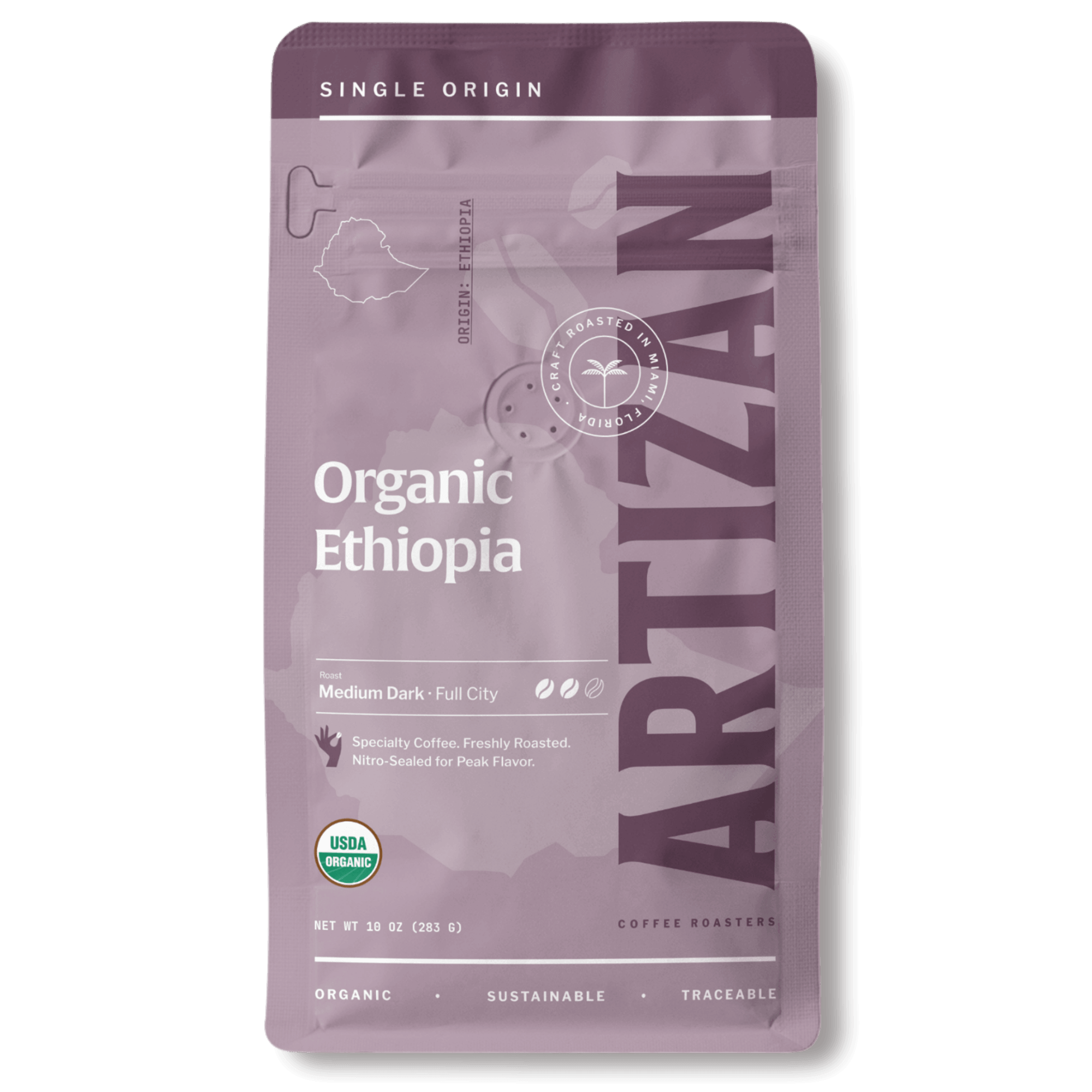 Organic Ethiopian original preprinted package, front view