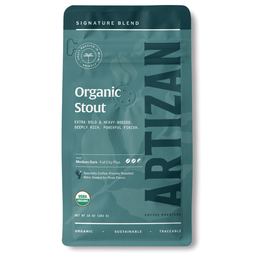 Organic Stout original preprinted package, front view