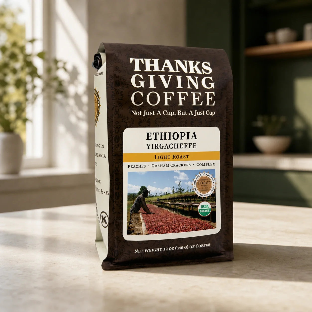 Thanksgiving Coffee Ethiopia Yirgacheffe coffee bag, front of package