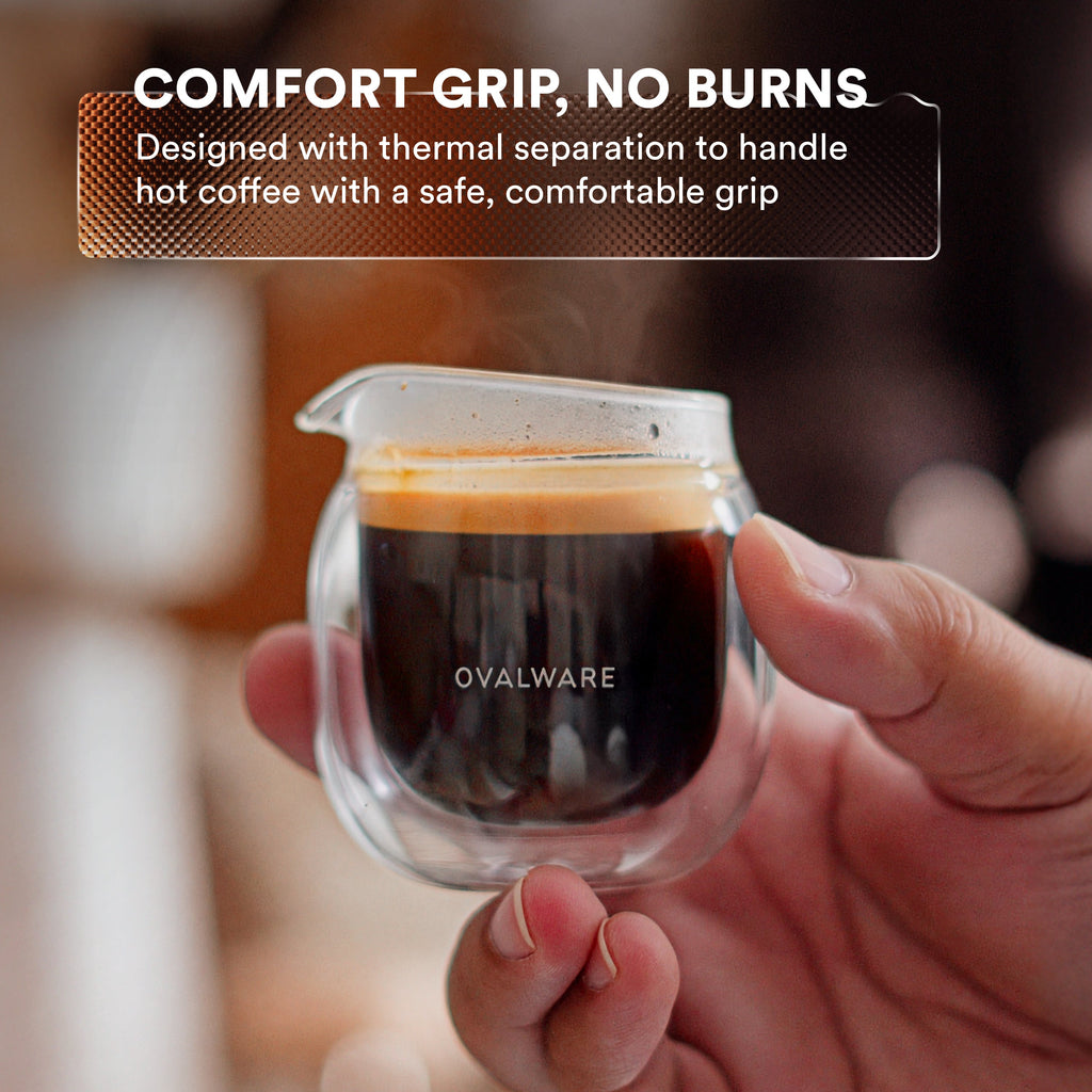 Ovalware Double-Wall Espresso Pouring Glasses — Set of 2