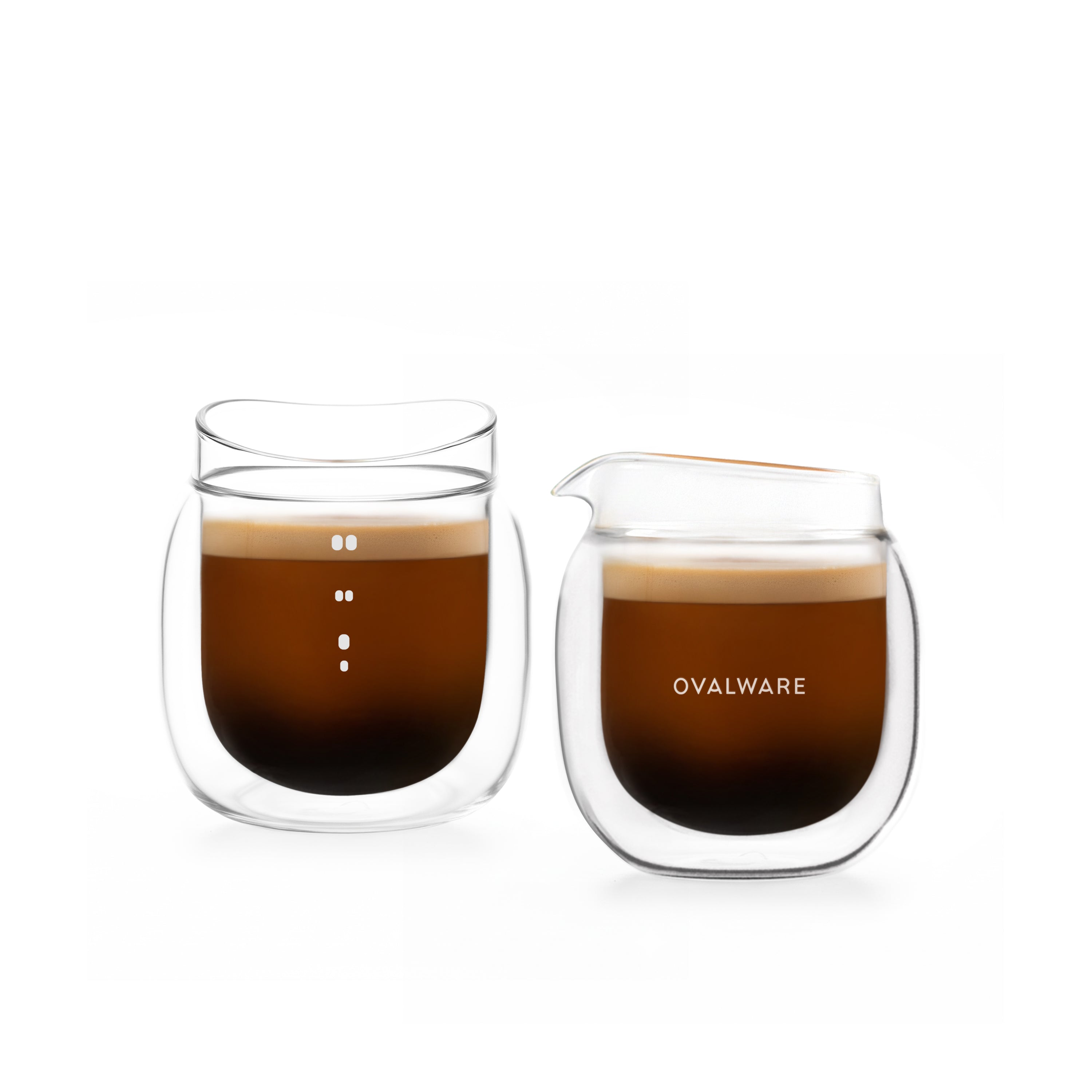 Ovalware Double-Wall Espresso Pouring Glasses — Set of 2